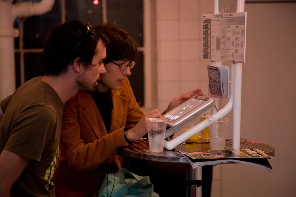 Guests at a Yamaha TENORI-ON demonstration station