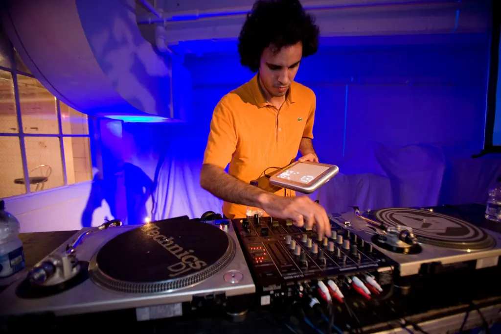 Secondo performing at the Yamaha TENORI-ON launch