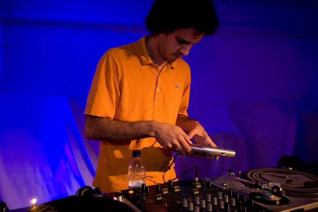 Secondo performing at the Yamaha TENORI-ON launch